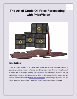 The Art of Crude Oil Price Forecasting with PriceVision