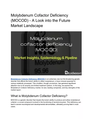 Molybdenum Cofactor Deficiency (MOCOD) Market