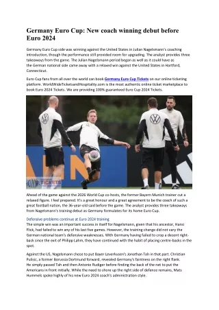 Germany Euro Cup New coach winning debut before Euro 2024
