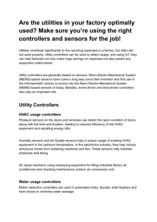 IOT based smart utility controllers