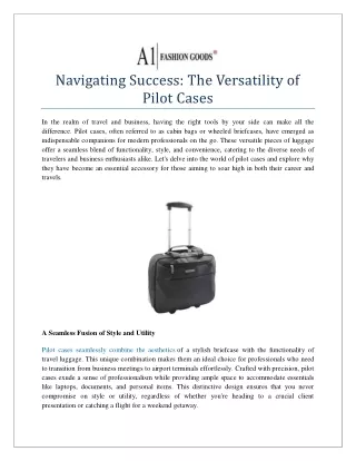 Navigating Success The Versatility of Pilot Cases