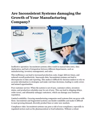 Are Inconsistent Systems damaging the Growth of Your Manufacturing Company