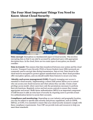 The Four Most Important Things You Need to Know About Cloud Security