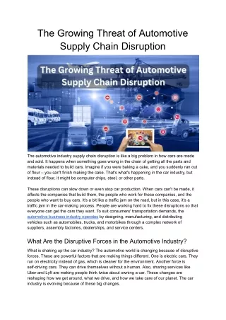 The Growing Threat of Automotive Supply Chain Disruption