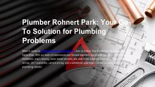 Plumber Rohnert Park Your Go To Solution for Plumbing Problems