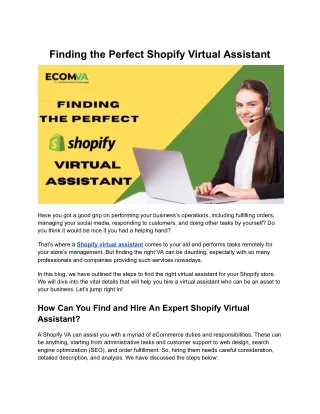 Finding the Perfect Shopify Virtual Assistant