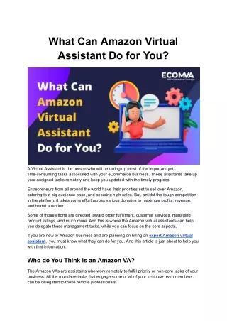 What Can Amazon Virtual Assistant Do for You?