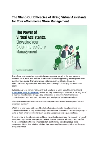 The Stand-Out Efficacies of Hiring Virtual Assistants for Your eCommerce Store Management