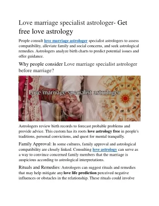 Love marriage specialist astrologer- Get free love astrology