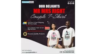 Love Sync Mr Mrs Right Couple T Shirts at Punjabi Adda