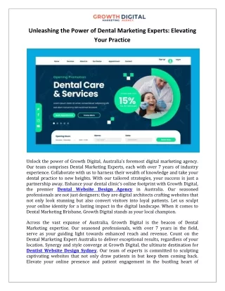 Unleashing the Power of Dental Marketing Experts Elevating Your Practice