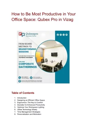 How to Be Most Productive in Your Office Space_ Qubex Pro in Vizag