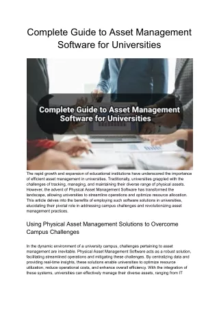 Complete Guide to Asset Management Software for Universities