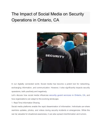 The Impact of Social Media on Security Operations in Ontario, CA