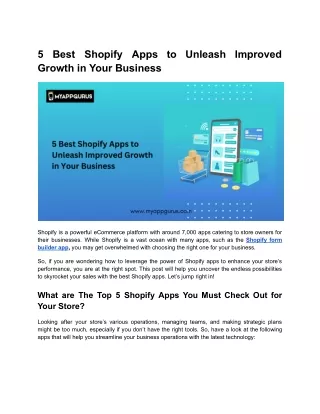 5 Best Shopify Apps to Unleash Improved Growth in Your Business