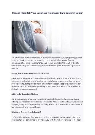 Cocoon Hospital_ Your Luxurious Pregnancy Care Center in Jaipur