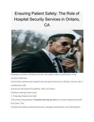 Ensuring Patient Safety_ The Role of Hospital Security Services in Ontario, CA