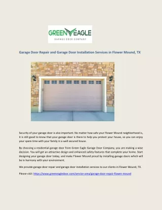 Garage Door Opener, Repair and Installation Services in Flower Mound, TX