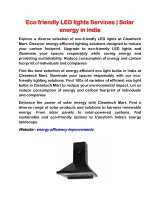 Eco friendly LED lights Services | Solar energy in india