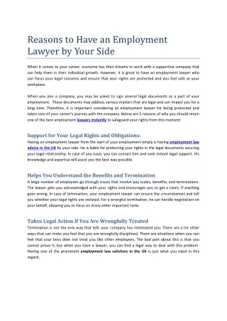 Reasons to Have an Employment Lawyer by Your Side