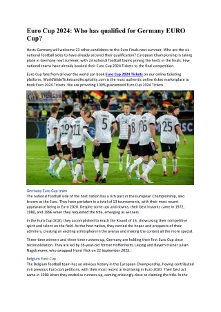 Euro Cup 2024-Who has qualified for Germany Euro Cup