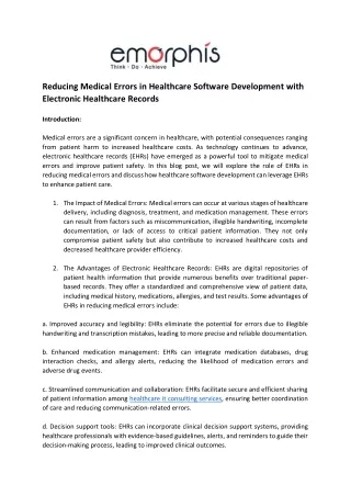 Reducing Medical Errors in Healthcare Software Development