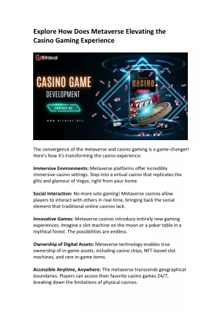 Casino Game Development Company - Bitdeal