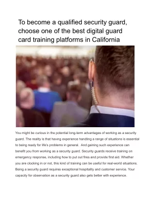 To become a qualified security guard, choose one of the best digital guard card training platforms in California