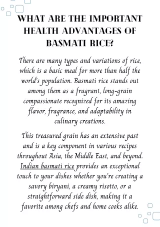 What Are the Important Health Advantages of Basmati Rice