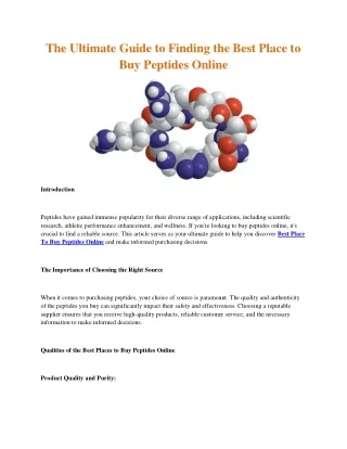 Best Place to Buy Peptides Online