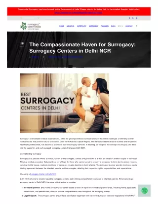 The Compassionate Haven for Surrogacy: Surrogacy Centers in Delhi NCR