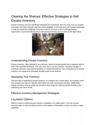 Clearing the Shelves_ Effective Strategies to Sell Excess Inventory