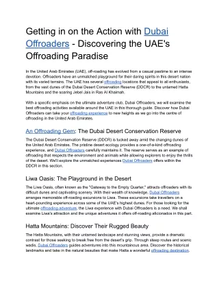 Getting in on the Action with Dubai Offroaders - Discovering the UAE's Offroading Paradise