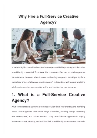 Why Hire a Full-Service Creative Agency?