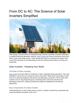 From DC to AC: The Science of Solar Inverters Simplified