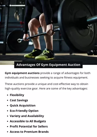 Advantages Of Gym Equipment Auction