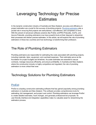 Leveraging Technology for Precise Estimates