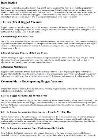 Are Bagged Vacuum Cleaners Far more Hygienic? Debunking Typical Myths