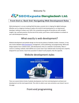 Front-End vs. Back-End Navigating Web Development Roles
