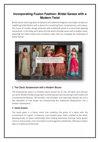 Incorporating Fusion Fashion Bridal Sarees with a Modern Twist