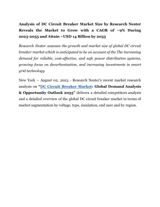DC Circuit Breaker Market