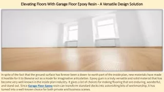 Elevating Floors With Garage Floor Epoxy Resin - A Versatile Design Solution