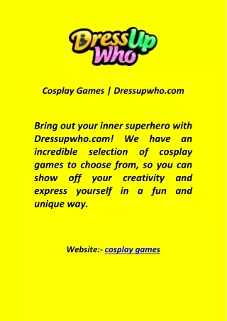 Cosplay GameCosplay Games | Dressupwho.coms  Dressupwho com