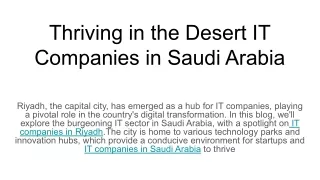 Thriving in the Desert IT Companies in Saudi Arabia