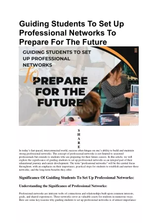 Steps And Benefits Of Setting Up Professional Networks For Students | Future Edu