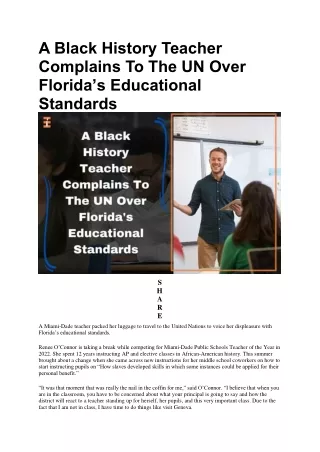 A Black History Teacher Complains To The UN Over Florida's Educational Standards