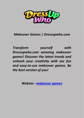 Makeover Games  Dressupwhocom
