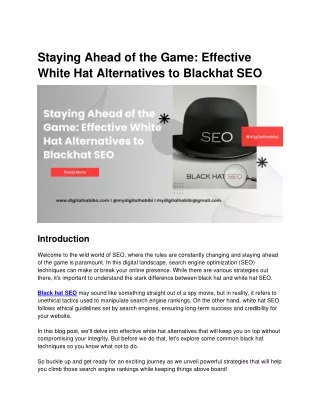 Staying Ahead of the Game Effective White Hat Alternatives to Blackhat SEO