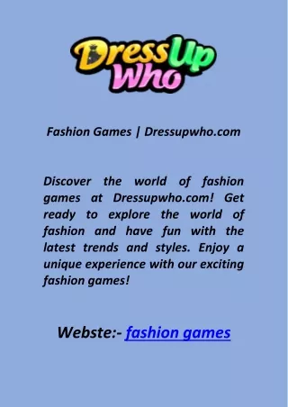 Fashion Games  Dressupwho com