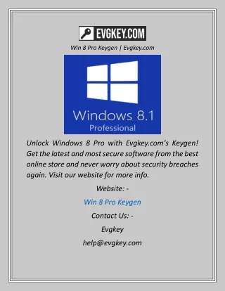 Win 8 Pro Keygen  Evgkey